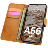 Etui z klapką Bizon Case Pocket do Galaxy A56 5G, brązowe
