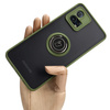 Etui z uchwytem na palec Bizon Case Hybrid Ring do Motorola Moto G72, przydymione z zieloną ramką