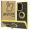 Etui z uchwytem na palec Bizon Case Hybrid Ring do Xiaomi Redmi Note 13 Pro+ 5G, przydymione z żółtą ramką
