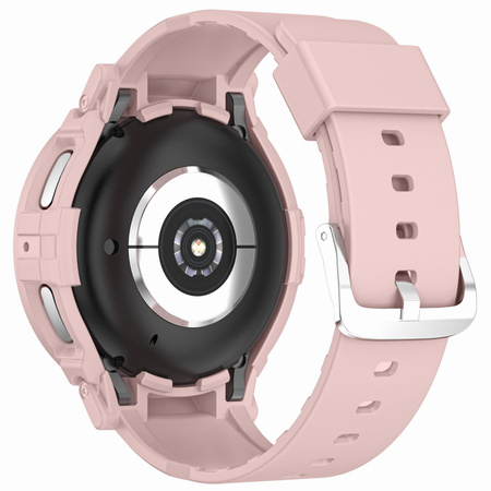 Etui z paskiem Bizon Strap + Case Watch Action Pro do Galaxy Watch 5 Pro 45 mm, jasnoróżowe