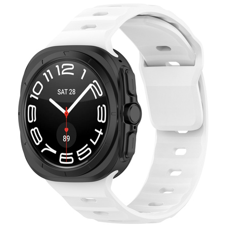 Silikonowy pasek Bizon Strap Watch Silicone G do Galaxy Watch Ultra 47 mm, biały