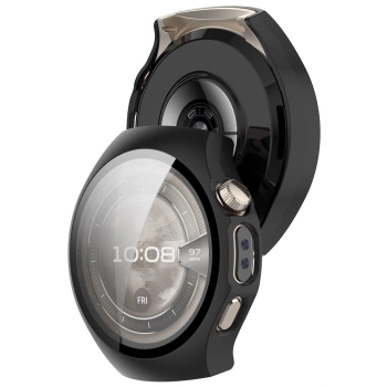 Etui ze szkłem do zegarka Bizon Case Watch Adamo do Huawei Watch 5 46 mm, matowe czarne